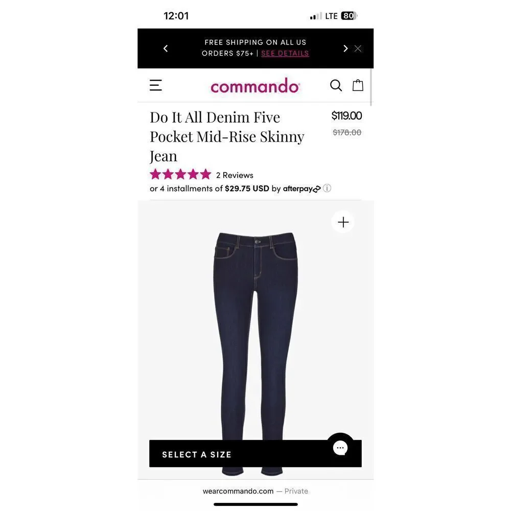 Commando Do It All Denim 5 Pocket Mid-Rise Skinny Jeans NWT!! - Picture 12 of 16